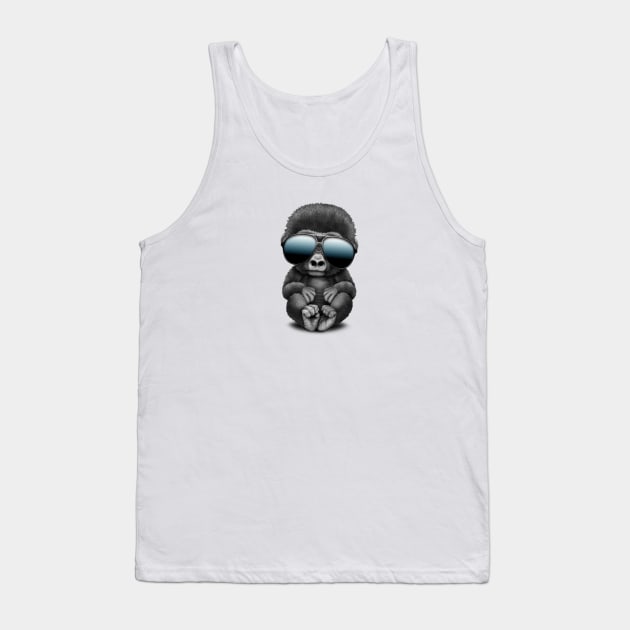 Cute Baby Gorilla Wearing Sunglasses Tank Top by jeffbartels